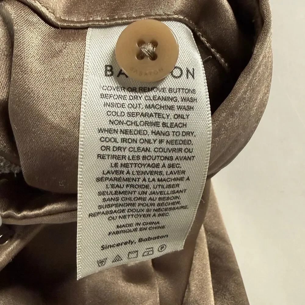Aritzia Babaton Refined Satin Cargo Pant 4 Tan Bronze Shimmer Adjustable Ankle